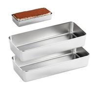 GOEDCH Set di 2 stampi per pane in acciaio inox, rettangolari, per pane, torte, toast, facili da sformare e lavabili in lavastoviglie, 32,8 x 14,8 x 6,5 cm