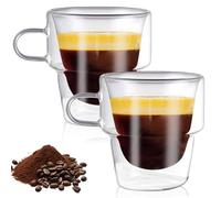 GOEDCH Set di 2 tazze da caffè da caffè, 260 ml, a doppia parete, per cappuccino, latte, tè