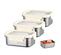 GOEDCH Set di 3 contenitori salvafreschezza in acciaio inox da 800 ml, contenitore per alimenti con coperchio, a prova di perdite, lavabili in lavastoviglie e adatti al forno, per cucina, ufficio