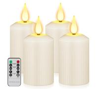 GOEDCH Set di 4 candele a LED: candele senza fiamma, candele elettriche con timer e telecomando, funzionamento a batteria, impermeabili per esterni, decorazione per casa, feste, Natale, corona
