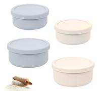 GOEDCH Set di 4 scatole per pizza con coperchio, 300 ml e 700 ml, salvaspazio, in silicone leggero, beige e blu, per pizza
