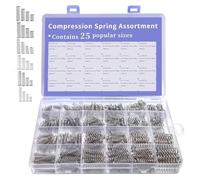 GOEDCH - Set di 420 molle a compressione in acciaio inox, in 24 misure: molle a compressione, per fai da te (lunghezze: 10 mm, 15 mm, 20 mm, 30 mm, diametro 5 mm, 6 mm, 7 mm)