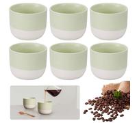 GOEDCH Set di 6 tazze da tè verde chiaro con gradiente, 150 ml, in ceramica, senza manico, tazze da caffè a doppia parete, tazze smaltate
