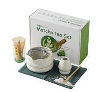 GOEDCH Set di 7 pezzi Premium Matcha Tea Giapponese Matcha Set completo con ciotola in ceramica, chasen, cucchiaio e accessori, set tradizionale per la preparazione del matcha giapponese (bianco)
