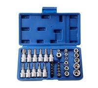 GOEDCH Set di chiavi a bussola Torx, 34 pezzi, set di chiavi a bussola professionali, Torx a esagono incassato, interno esterno, per officina, auto e industria (21,5 × 14 × 4,5 cm)