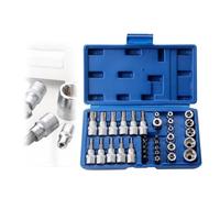 GOEDCH Set di chiavi a bussola Torx, 34 pezzi, set di chiavi a bussola professionali, Torx a esagono incassato, interno esterno, per officina, auto e industria (21,5 × 14 × 4,5 cm)