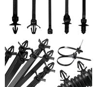 GOEDCH Set di Clip per Cablaggio Auto: 160 Fascette Stringicavo, 5 Combinazioni di Dimensioni Diverse Elementi di Fissaggio, Fascette in Nylon Nero per Automotive, Fascette per Montaggio a Spinta