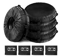 GOEDCH Set di Custodie per Pneumatici: 4 Pezzi 19-23 Pollici Custodie Protettive per Pneumatici, Impermeabili Antipolvere Coperture per Pneumatici, Nere Coperture per Pneumatici Auto con Maniglia di