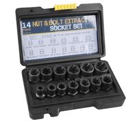 GOEDCH Set di estrattori per viti: 14 pezzi, set di rimozione dei dadi, estrattore a spirale per la rimozione di danni, dadi arrugginiti (6,35-19 mm)