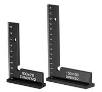 GOEDCH Set di Righello ad Angolo Retto: 2 Pezzi di Squadre con Scala di Misurazione, Piccola Squadra da Carpentiere in Lega di Alluminio per Lavori di Precisione Costruzioni Metalliche e Officine