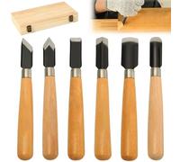 GOEDCH Set di scalpelli da 6 pezzi per legno: Set di scalpelli manuali per intaglio del legno, Utensili per intaglio del Legno, 6 Scalpelli affilati con custodia