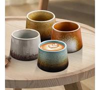 GOEDCH Set Mini Tazzine da Caffè in Ceramica: Set di 4 Tazzina da Caffè in Ceramica con Pareti Spesse, Mini Tazza da Caffè in Gres di Alta Qualità, Senza Manico, Tazza in Gres Giapponese, 100ml