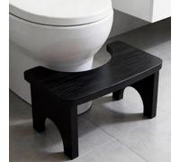 GOEDCH Sgabello ergonomico per WC con design naturale: 37 x 20 x 17 cm, stabile sgabello per WC in bambù per adulti, sgabello sano e portatile, supporto per la seduta antiscivolo in caso di