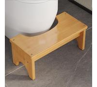 GOEDCH Sgabello per WC in bambù stabile per adulti, 37 x 20 x 17 cm, ergonomico, design naturale, sgabello per WC sano e portatile, aiuto per la seduta in caso di stitichezza