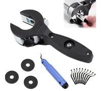 GOEDCH Tagliatubi da 8 a 29 mm: set di tagliatubi a cricchetto, 3 lame, tagliatubi e 10 testine di taglio, tagliatubi a cricchetto per tubo di rame (nero)