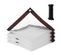 GOEDCH Telo di copertura impermeabile trasparente con occhielli: 2 x 3 m, impermeabile, in plastica, per campeggio, balcone, piante, serra, mobili da giardino, antipolvere
