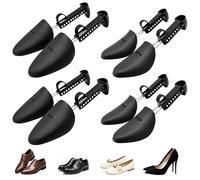 GOEDCH Tendiscarpe in Plastica: 4 Paia Regolabile Adulto Scarpa Albero con Tensione Molla Bobina, Pratiche e Portatili Tendiscarpe per Scarpe da Uomo e Donna per Scarpe Casual, Scarpe Sportive (Nero)