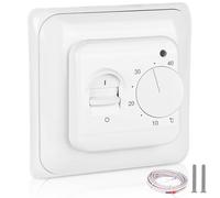 GOEDCH Termostato ambiente: termostato meccanico per ambienti, termostato manuale con sonde, termostato a manopola per riscaldamento a pavimento, 230 V, 16 A, riscaldamento a pavimento elettrico