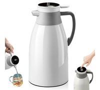 GOEDCH Thermos 24 ore isolamento termico: 2 l, acciaio inox, isolamento sottovuoto, indicatore intelligente temperatura, bevande calde fredde (bianco)