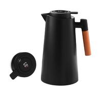 GOEDCH Thermos da tè con indicatore di temperatura: 1 l, con colino da tè, mantiene caldo 24 ore, isolamento sottovuoto a doppia parete, per casa, hotel, ufficio, colore nero