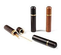 Goeielewe 4 porta stuzzicadenti portatile in legno, dispenser per denti tascabili, contenitore per aghi, porta stuzzicadenti in legno (colore casuale)