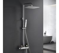 Görbach Acciaio INOX Colonna Doccia con Termostatico Colonna Doccia Rubinetto con Soffione con Miscelatore, Set Doccia a Pioggia con Doccetta Cromo(35×25cm)