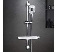 Görbach Asta Doccia a Parete INOX 70 cm con Doccetta a 3 Getti e Porte-Savon Mensola,Supporto Doccia Muro Regolabile Saliscendi Gruppo Doccia Senza Miscelatore e Senza Soffine(HB1210CP).