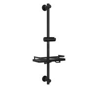 Görbach Colonna Doccia con Porta Ogetti Mensola Acciaio Inox Asta Doccia 70cm, Set Asta Doccia Saliscendi con Supporto Soffione Regolabile Nero
