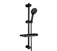 Görbach Asta Doccia Nera 70 cm Colonna Doccia INOX a Parete con Doccetta a 3 Getti e Porte-Savon,Staffe di Fissaggio Regolabili, Senza Miscelatore,Con Tubo Flessibile Doccia 150 cm (HBD12MB)