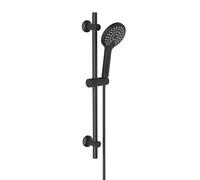 Görbach Asta Doccia Nera 70 cm Colonna Doccia INOX a Parete con Doccetta a 3 Getti, Staffe di Fissaggio Regolabili, Senza Miscelatore, Con Tubo Flessibile Doccia 150 cm (HBD12MB)
