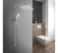 Görbach Set Doccia Completo Acciaio Inox con Soffione e Doccetta, Colonna Doccia senza Miscelatore Cromato