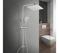 Görbach Set Doccia Completo Acciaio Inox con Soffione e Doccetta, Colonna Doccia senza Miscelatore Cromato
