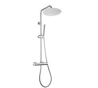 Görbach Colonna Doccia Acciaio Inox con Miscelatore Termostatico Fori Muro Regolabili Cromo Colonna Doccia idromassaggio Asta Doccia Set Doccia a Pioggia D25cm