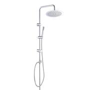 Görbach Colonna Doccia Acciaio Inox Senza Miscelatore Fori Muro Regolabili Colonna Doccia idromassaggio Asta Doccia Saliscendi Doccia con Soffione a Pioggia in INOX Tondo 20cm