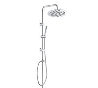 Görbach Colonna Doccia Acciaio Inox Senza Miscelatore Fori Muro Regolabili Set Doccia a Pioggia Con Doccetta a Mano e Soffione Doccia in INOX Tondo 25cm