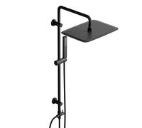 Görbach Colonna Doccia Acciaio Inox Senza Miscelatore, Regolabili Colonna Doccia idromassaggio Asta Doccia Saliscendi Doccia con soffione a Pioggia Rettangolare 35 x 25 cm, Nero