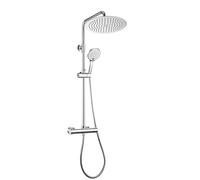 Görbach Colonna Doccia con Rubinetto Termostatico in Acciaio Inox 304 Con Miscelatore Fori Muro Regolabili Colonna Doccia idromassaggio Set doccia a Pioggia con Soffione e Doccetta (D30cm)