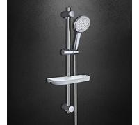 Görbach Colonna doccia Cromata 70 cm in Acciaio Inox 304 a Parete con Mensola Doccia Asta doccia con Staffe di Fissaggio Regolabili, Senza Rubinetto,Con Doccetta a 3 funzione (HBD12CP + Mensola).