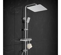 Görbach Colonna Doccia idromassaggio Acciaio Inox Senza Miscelatore Fori Muro Regolabili Cromo Asta Doccia Set Doccia a Pioggia Con Doccetta,Porta Ogetti Mensola e Soffione Doccia 25 * 25 cm