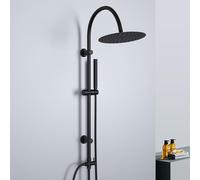 Görbach Colonna Doccia idromassaggio Colonna Doccia Acciaio Inox Senza Miscelatore Fori Muro Regolabili Doccia Colonna Con Soffione e Doccetta, asta doccia a forma di U, D25cm Nero