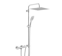 Görbach Colonna Doccia idromassaggio Colonna Doccia con Miscelatore Termostatico Rubinetto in Acciaio Inox 304 Cromato Set doccia a Pioggia con Soffione in INOX e Doccetta 3 Getti (U-30×30cm)