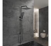 Görbach Colonna Doccia idromassaggio Sistema Doccia Nero in INOX 304 Doccia Soffione Colonna Senza Miscelatore Set Doccia a Pioggia con Doccetta e Soffione (25 * 25cm)
