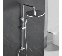 Görbach Colonna Doccia in Acciaio Inox senza Miscelatore, Set Doccia a Pioggia con Doccetta e asta doccia regolabile in altezza 74-114 cm, soffione XXL 30 cm cromato