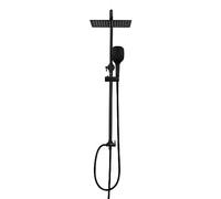 Görbach Colonna Doccia Nero Opaco in Acciaio Inox Set doccia a Pioggia con Soffione e Doccetta (20x20cm)