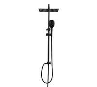 Görbach Colonna Doccia Nero Opaco in Acciaio Inox Set doccia a Pioggia con Soffione e Doccetta (25x25cm)