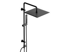Görbach Colonna doccia senza Miscelatore Fori Muro Regolabili, Set Doccia con Asta Doccia, Saliscendi Doccia con Soffione a Pioggia 30 x 30 cm, Nero