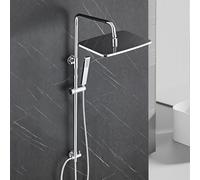 Görbach Colonna Doccia senza Miscelatore, Set Doccia a Pioggia con Doccetta e asta doccia regolabile in altezza 74-114 cm, soffione XXL 35x25 cm cromato