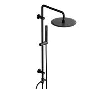 Görbach Colonna Doccia Senza Miscelatore, Set Doccia Acciaio inox Asta Doccia Saliscendi Doccia con soffione a Pioggia Rotondo D20 cm, Nero
