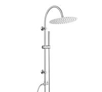 Görbach Colonna Doccia senza Miscelatore Termostatico Cromato Colonna Doccia idromassaggio in Acciaio INOX 304 Set Doccia a Pioggia con Soffione e Doccetta a Mano, rotondo XXL D30 cm
