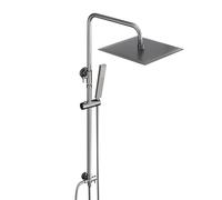 Görbach Colonna Doccia Senza Miscelatore Termostatico in Acciaio Inox 304 Colonna Doccia idromassaggio Set Doccia a Pioggia con Soffione e Doccetta a Mano Quadrato 30×30cm Grigio Canna